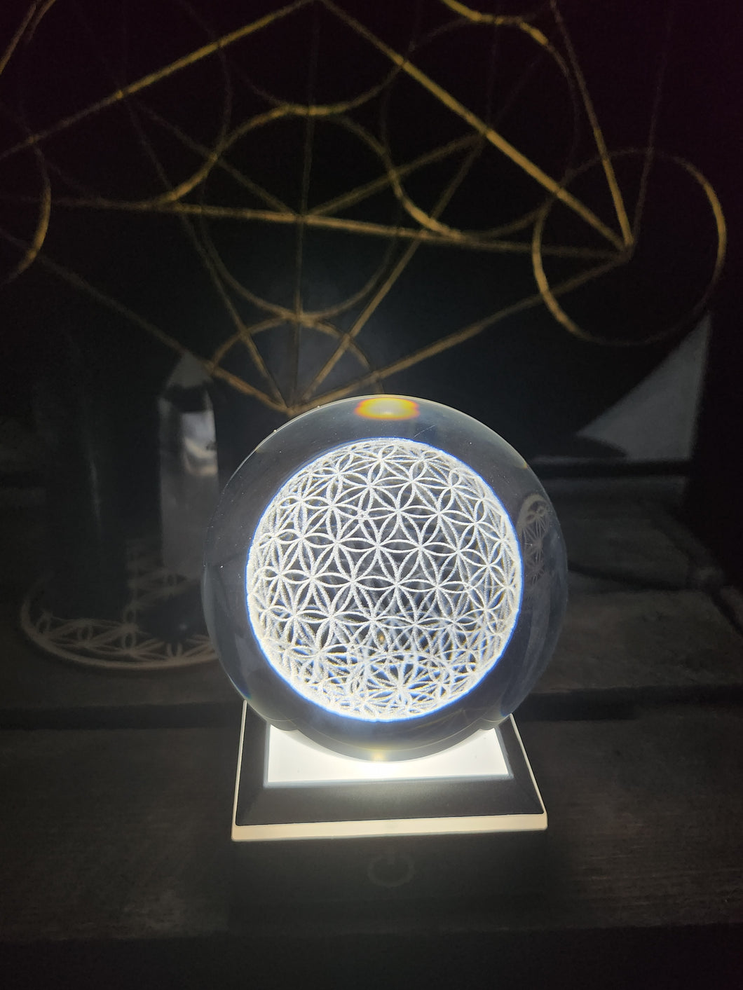 Fleur de vie 3D en Cristal sur led