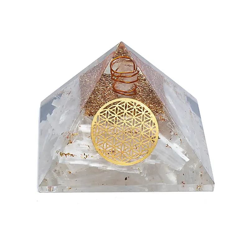 Pyramide Orgonite Sélénite