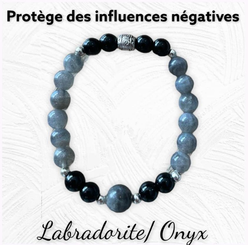 Bracelet protection  Labradorite / Onyx
