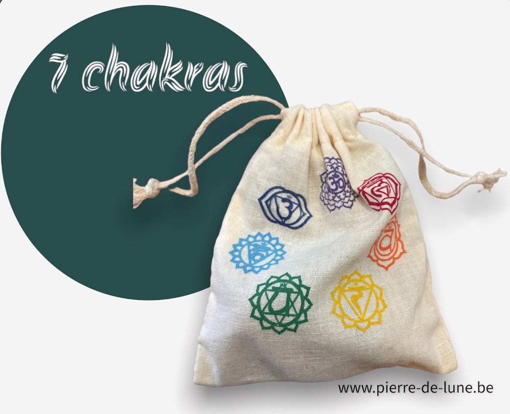 Sac en jute avec pierres des « 7 chakras »