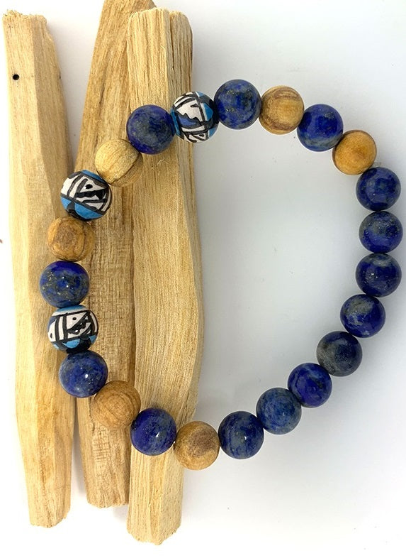 Bracelet « PALO SANTO/ LAPIS-LAZULI  »
