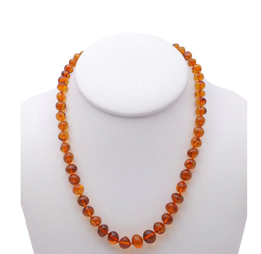 Collier « AMBRE » 42-44cm ambre baltique cognac